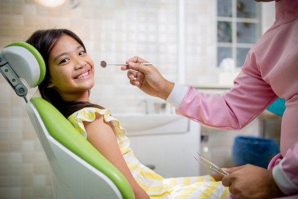 Little Asian girls teeth are healthy in the Dental office. Dental care, Dentist care.
